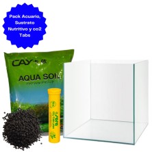 Pack Pecera CUBO 42 L, Sustrato Aquasoil y co2 Tabs