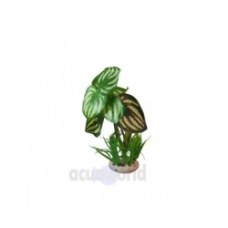 Decoración planta artificial Potus verde y blanco