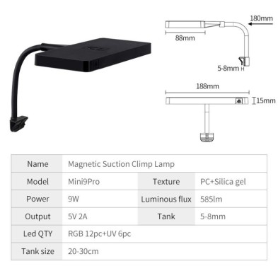 Weekaqua mini 9 pro luz nano acuario 9w