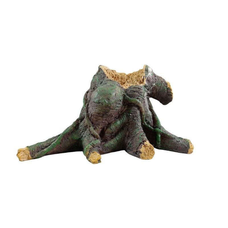 Adorno base de tronco con raíz para acuario o terrario