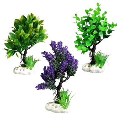 Decoracion planta artificial Arbol de colores para pecera